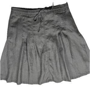 H&M linen pleated skirt fit & flare w/pockets zip back and drawstring front Sz 6